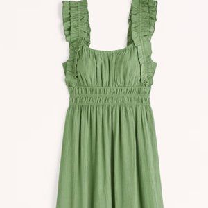 Ruffle Strap Textured Maxi Dress Abercrombie green size L
